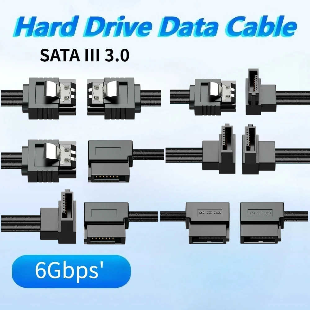 PC Hard Drive SATA 3.0 SATA III Data Transfer Cable for PC Laptops SATA HDD SSD Drive Writer Straight Bent 6Gbps Quick Data Cord