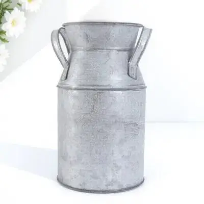 

Retro Iron White Galvanized Metal Planter Tin Flower Bucket for Home Decor Stylish Stylish Flower Bucket Accessories