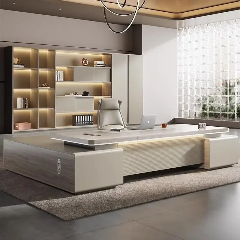 

European High Quality Office Desk Minimalist Conference Reception Office Desk Modern Bookshelf European Wooden Bureau Furniture