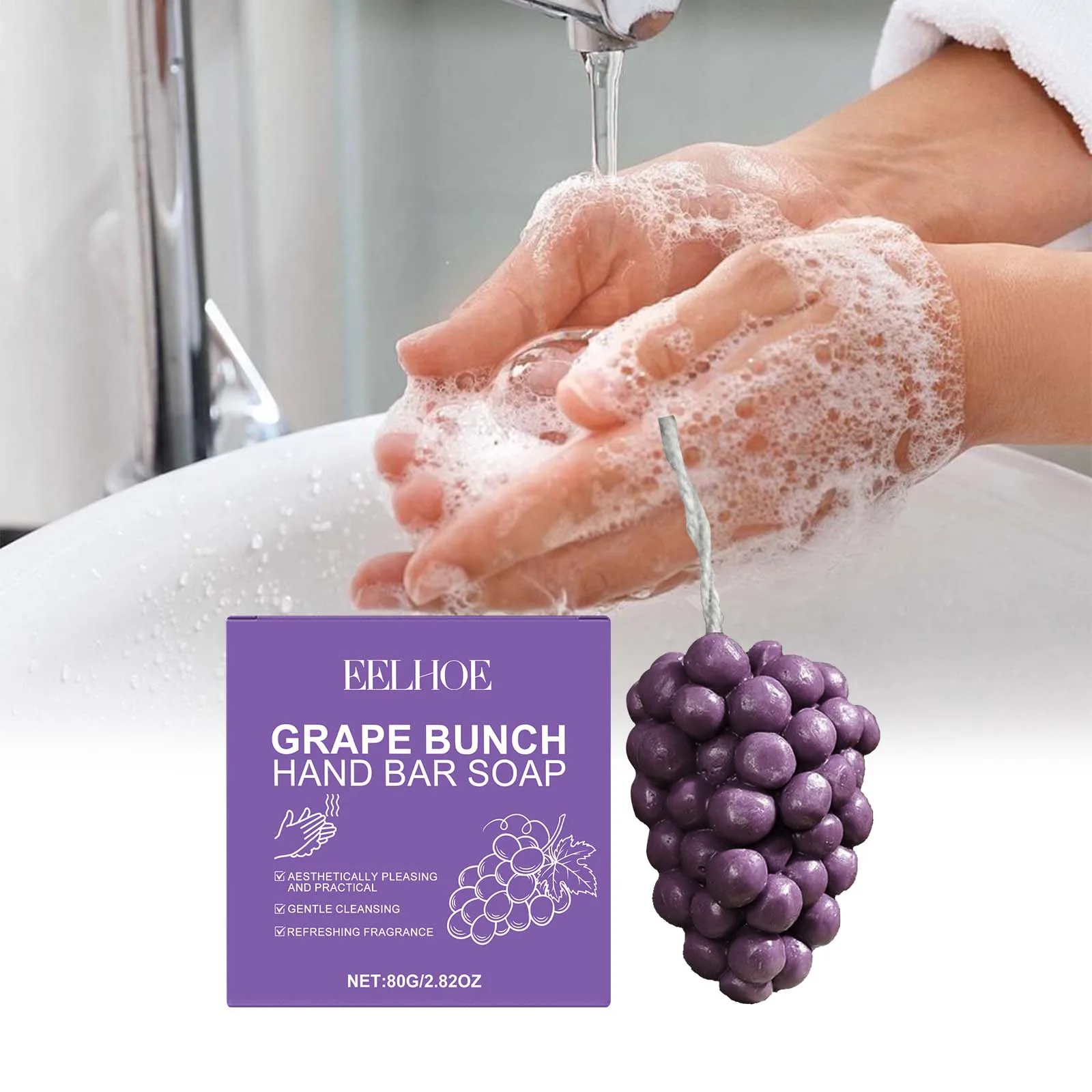 

Purple grape cluster soap. Mild, clean and refreshing fragrance soap. Grape-shaped soap.