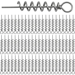 50Pcs Spring Twist Lock Fishing Crank Hook Centering Pin Screw Lock Bait Keeper Spring Fishing Hook for Worm Lures Bait Keeper
