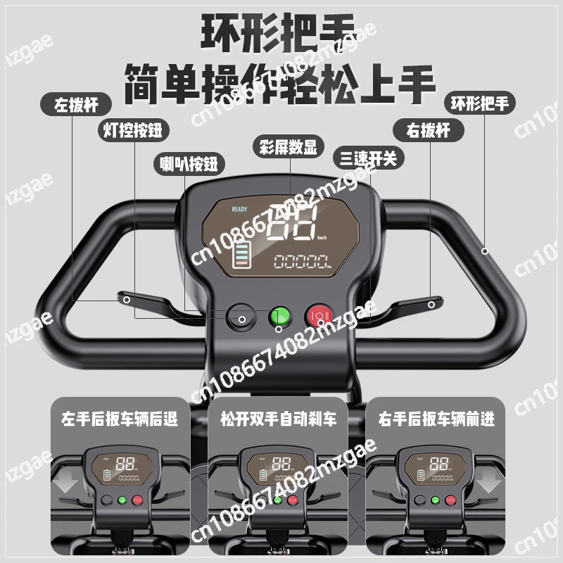 Preassembled Foldable 4-Wheel Electric Vehicle for Seniors, Family Swipe Card Unlock Mobility Scooter 24V Anti-Roll Wheel