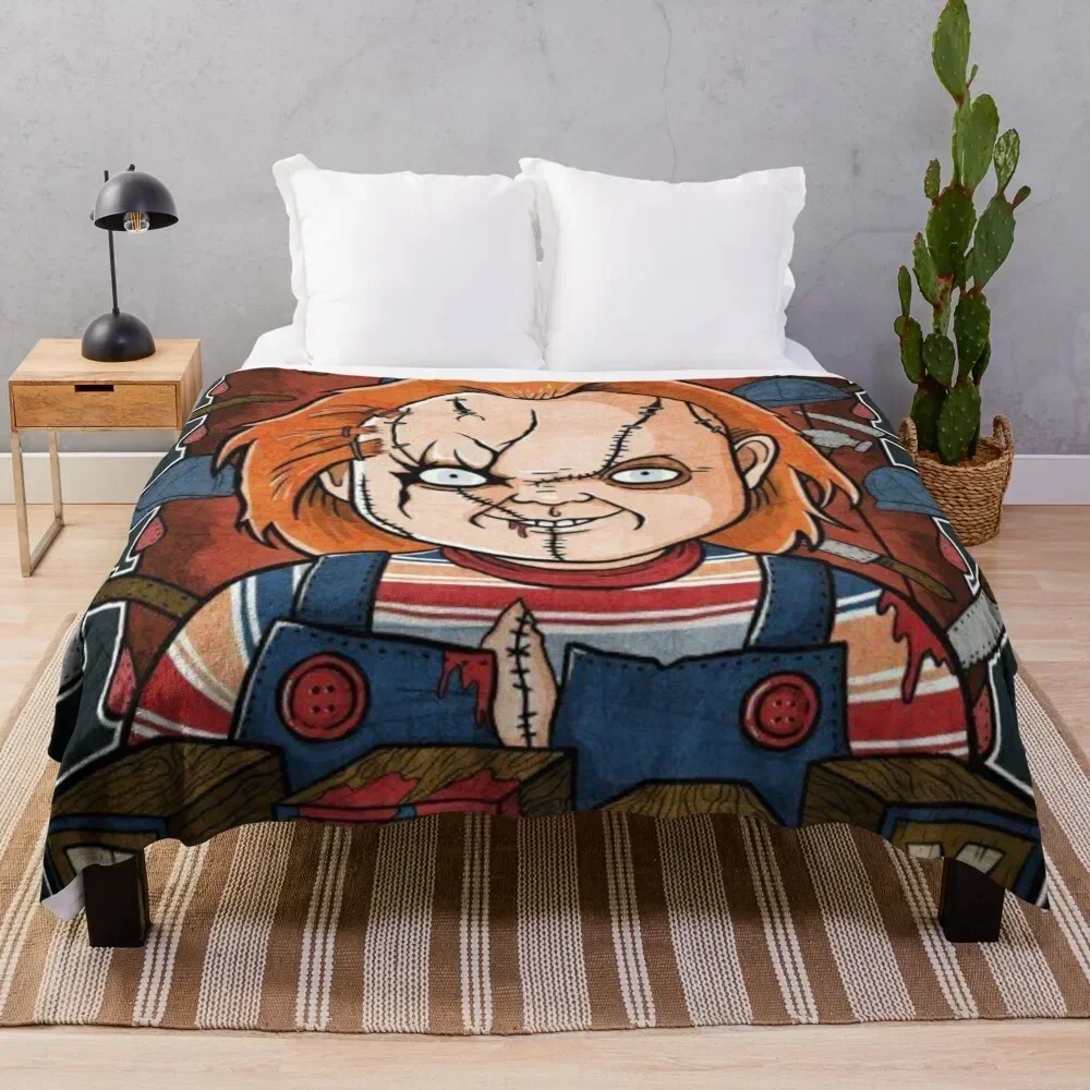 

Chucky Doll Throw Blanket Multi-Purpose Soft Beds Shaggy Luxury Brand Blankets