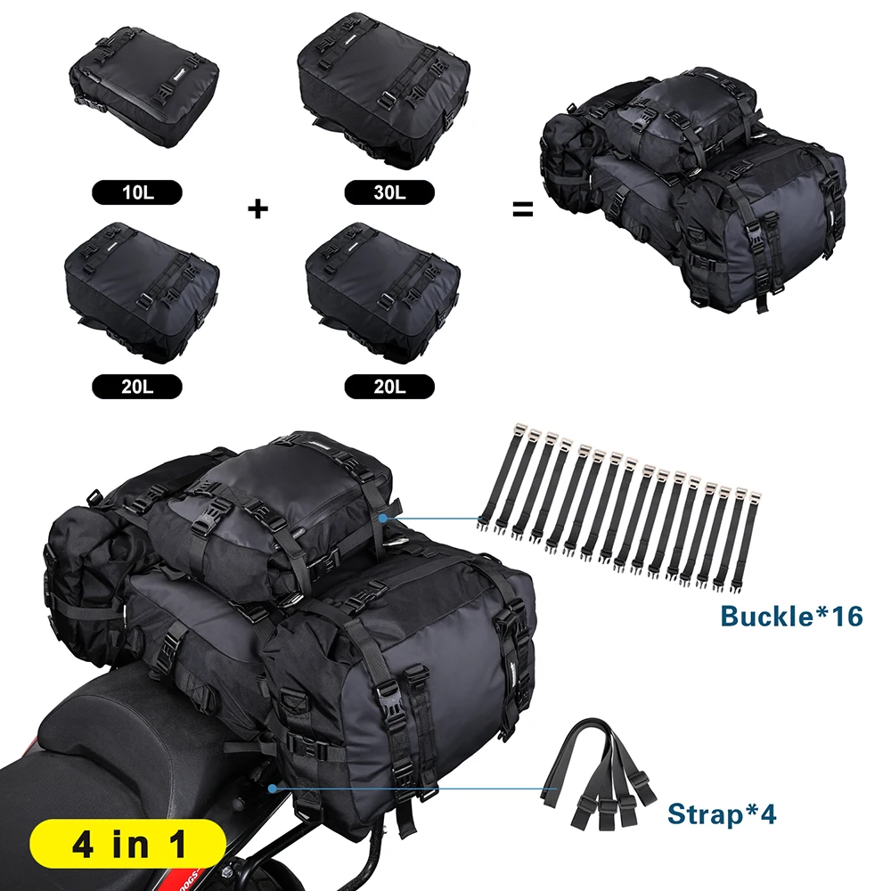 Rhinowalk Motorcycle Pannier Bag Waterproof Inner Bag Tail Bag 10L/20L/30L Free Collocation Rear Seat Bag Cycling Backpack