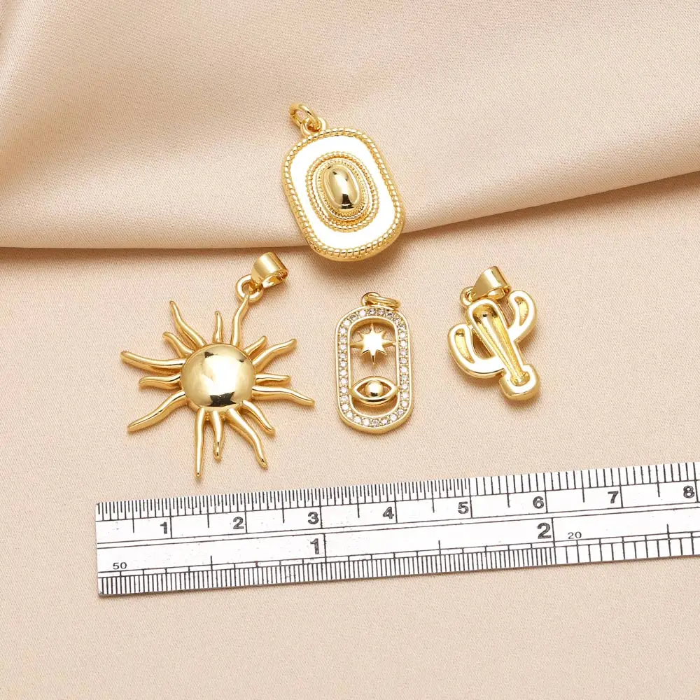 OCESRIO مضخة الصبار قلادة الشمس لقلادة النحاس مطلية بالذهب الأبيض كريستال ستار العين البيضاوي مستلزمات صناعة المجوهرات pdta627