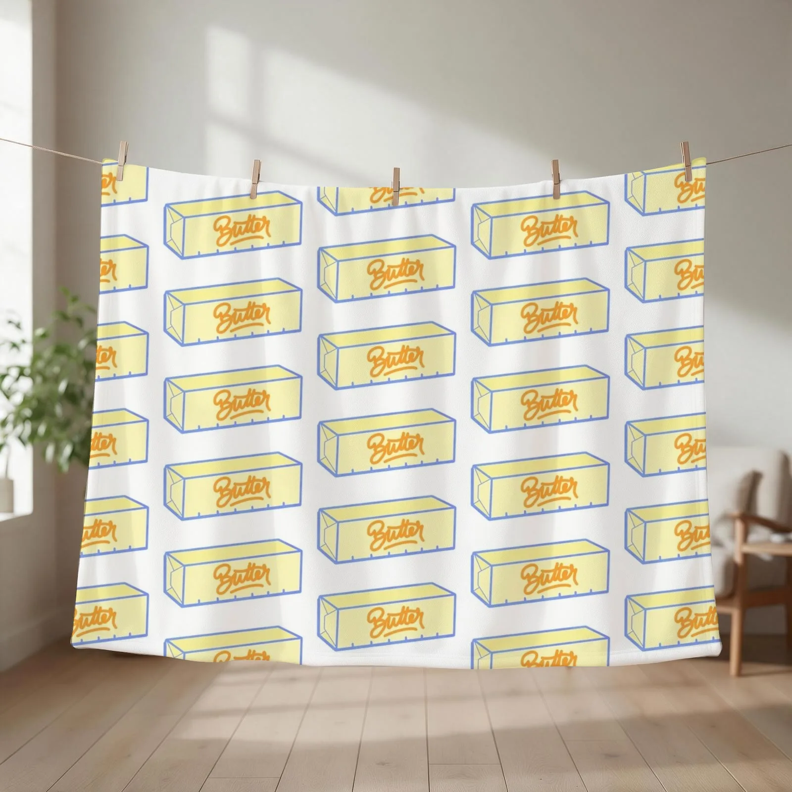 Stick of butter Throw Blanket couch cozy soft plush fuzzy picnic outdoor blanket