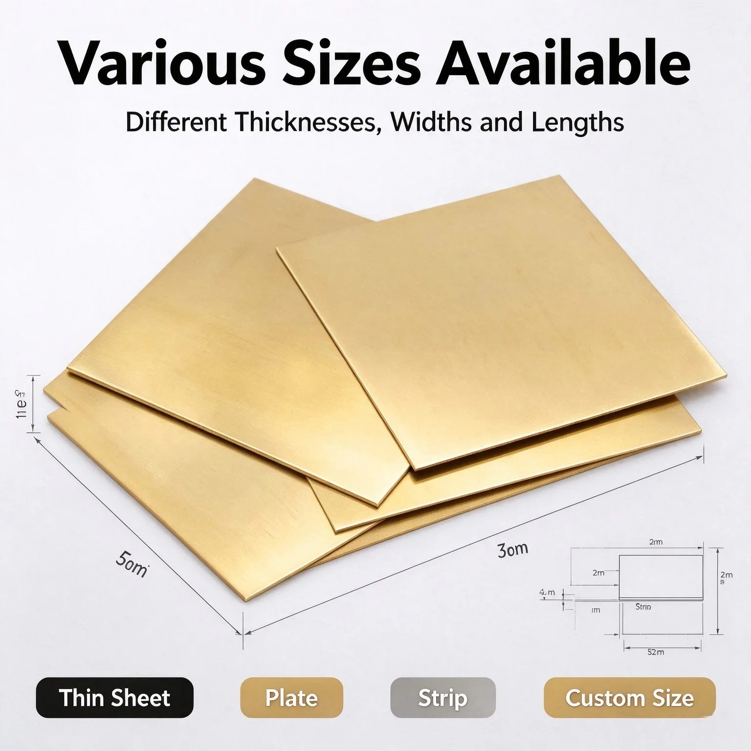 H62 Brass Sheet Solid Brass Plate Custom Size CNC Processed Metal Panel for Handicraft DIY and General Industrial Machining