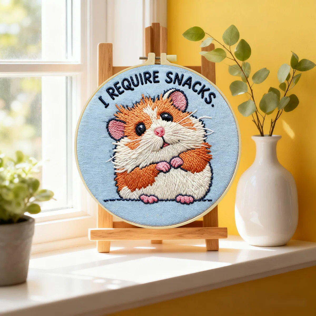 1 Stück 20X20CM/15X15CM 7,87/6,3 Zoll Hamster-Stickerei-Starter-Kit DIY-Kit DIY-Stickerei-Set Handarbeiten Heimdekoration – Detail 1
