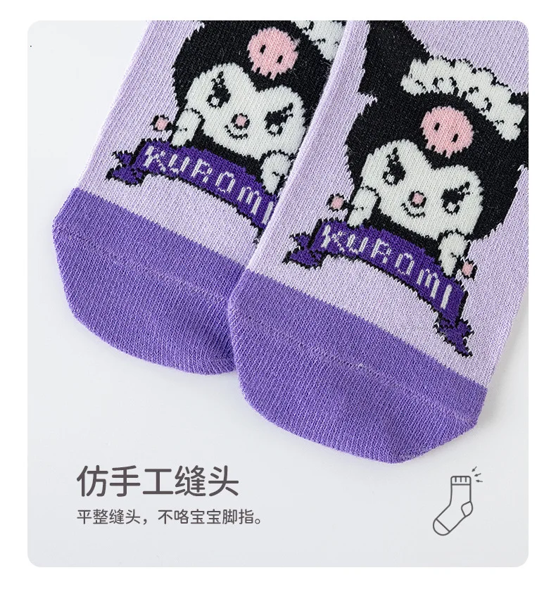 Meias de algodão Sanrio Hello Kitty Mid-Calf para crianças, meia kawaii cartoon para crianças, Kuromi Melody, novo, outono, inverno, 5 pares