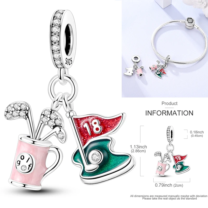 925 Sterling Silber Sport-Charm-Perlen Tennis-Schläger Boxhandschuhe Hantel Fitness DIY Armband Halskette Geschenk für Sportler – Detail 12