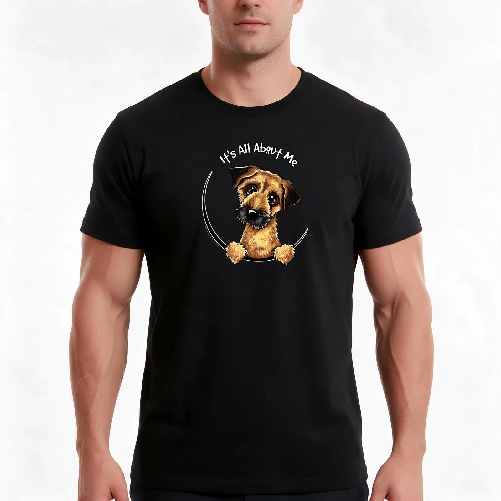 Border Terrier :: Its All About Me T-Shirt Summer Casual Cotton Tee Oversized Streetwear Tops Vintage Graphic Print