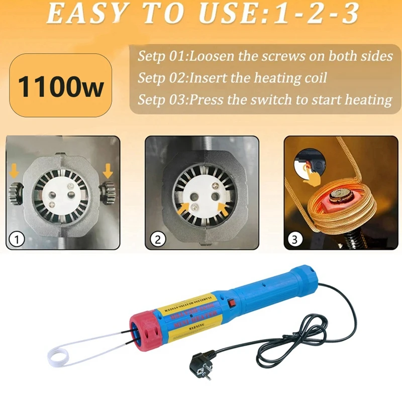 Super Sale 1100W 220V Mini Flameless Magnetic Induction Heater with 8 Coils EU