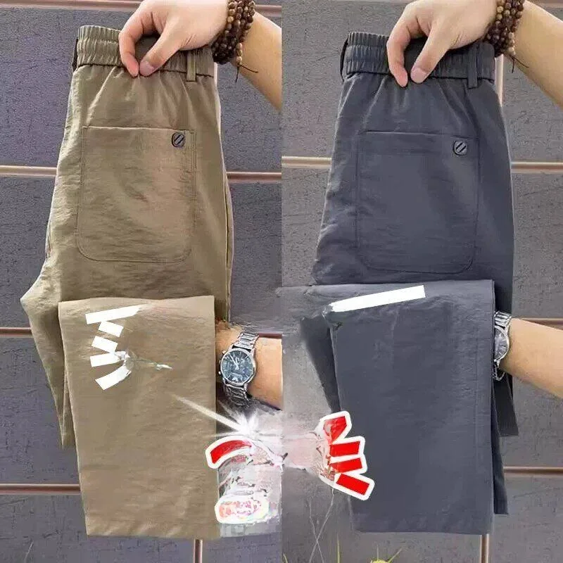 Men's Casual Pants Elastic Waist Straight Leg Workwear Dirt Resistant Wear Resistant for Construction Site Autumn Spring Use