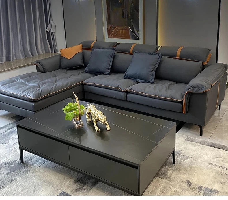 

Nordic Mid-Ancient Style Faux Leather Modern Simple Small Apartment Sofa