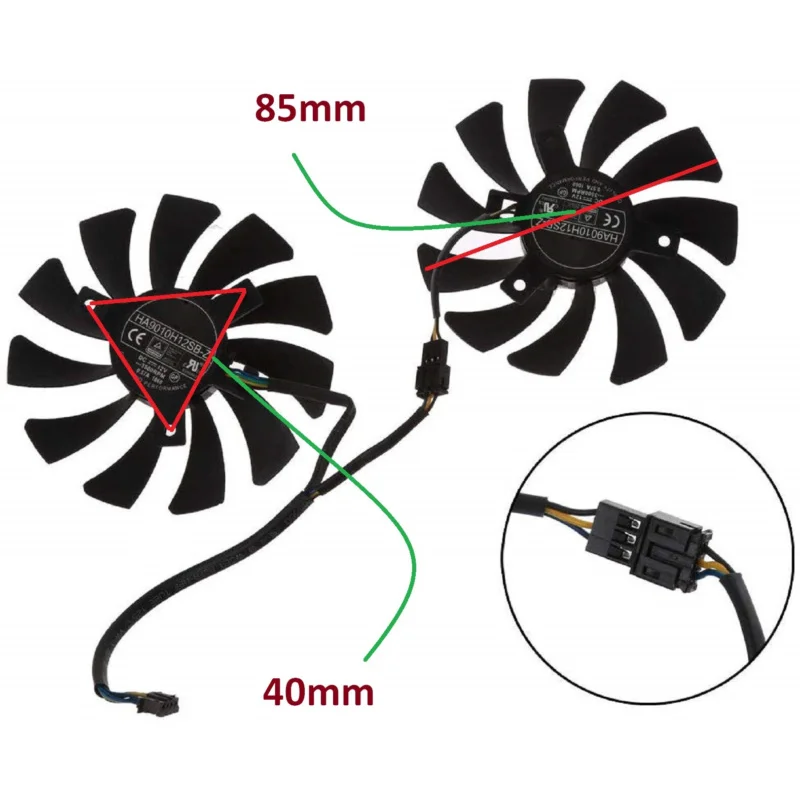 85mm HA9010H12SB-Z /  HA9010H12F-Z 12V 3500 RPM  40mm GPU Card Fan For MSI GTX960