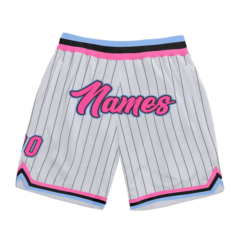 Fashion Custom Name Number Basketball Shorts Summer Casual Pinstripe 3D Printed Beach Shorts Loose Breathable Sports Short Pants