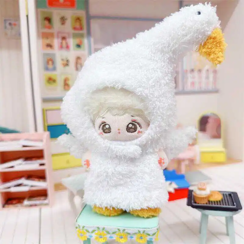 10cm Doll Clothes for 3Pcs Cute Goose Set Kawaii Soft Plush Fluffy Idol Doll Clothes DIY Doll Change Clothes Game for Girls Gift