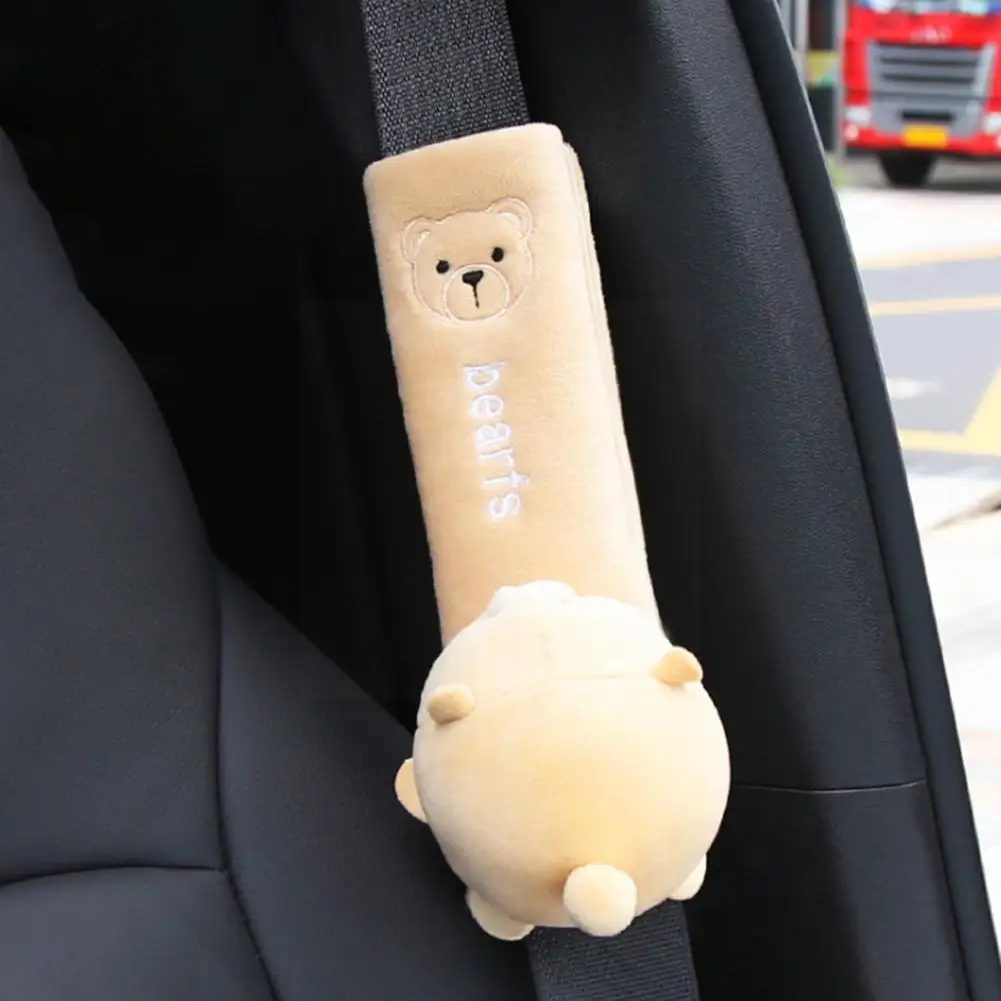 Cartoon Car Seat Belt Cover Adjustable Plush Car Safety Belt Cover Shoulder Pad For Kids Adults Car Interior Accessories F8Q0