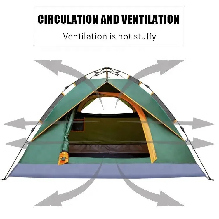 Tenda Berkemah Otomatis 5-7 Orang Tenda Wisata Yurt Heksagonal Mongolia Musim Panas Lapisan Ganda untuk Perjalanan Luar Ruangan