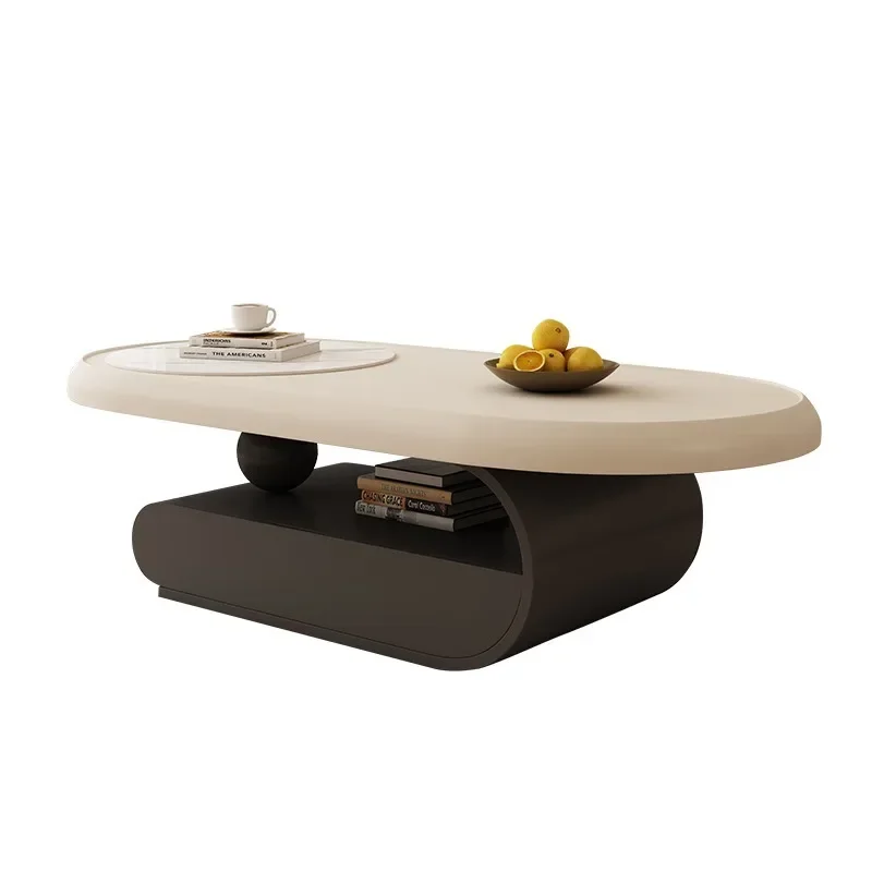 

Cream Cloud Rock Plate Coffee Table Home Creative Living Room Tea Table With Storage Drawer