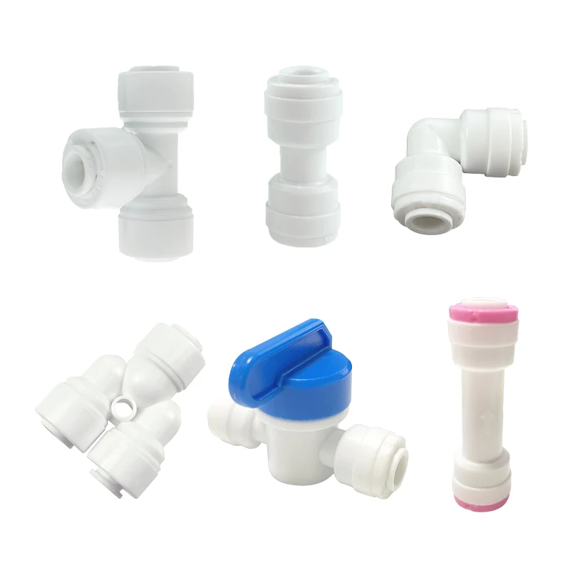 

Reverse Osmosis Quick Coupling 1/4‘’Tee Y Connector 2 Way Equal Elbow Straight Check Valve RO Water Filter Plastic Pipe Fittings