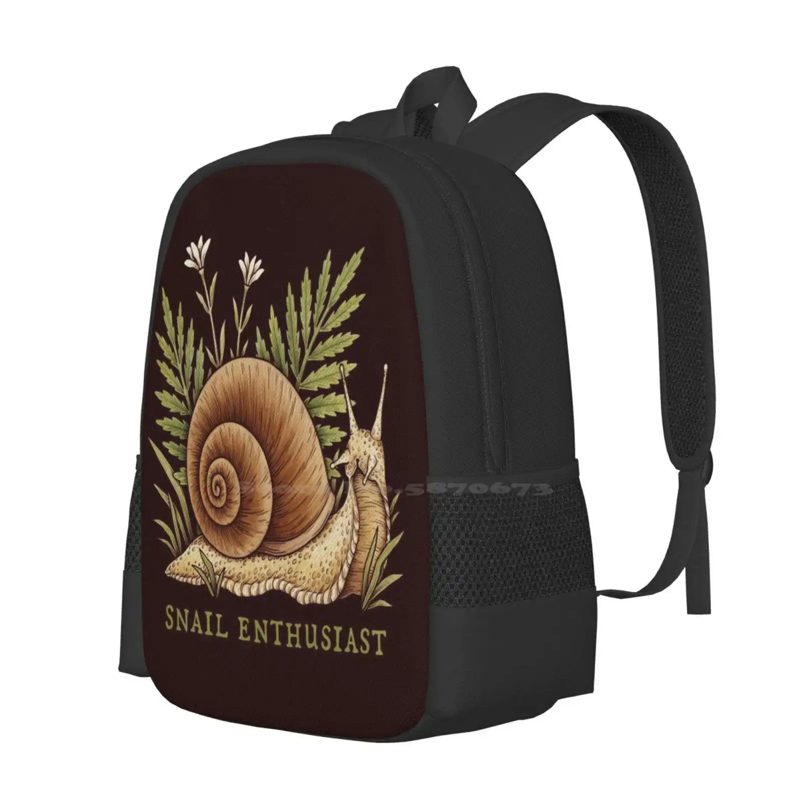 Snail Enthusiast - Funny Cottagecore Fairy Grunge Goblincore Design Hot Sale Schoolbag Backpack Fashion Bags Snail Dark