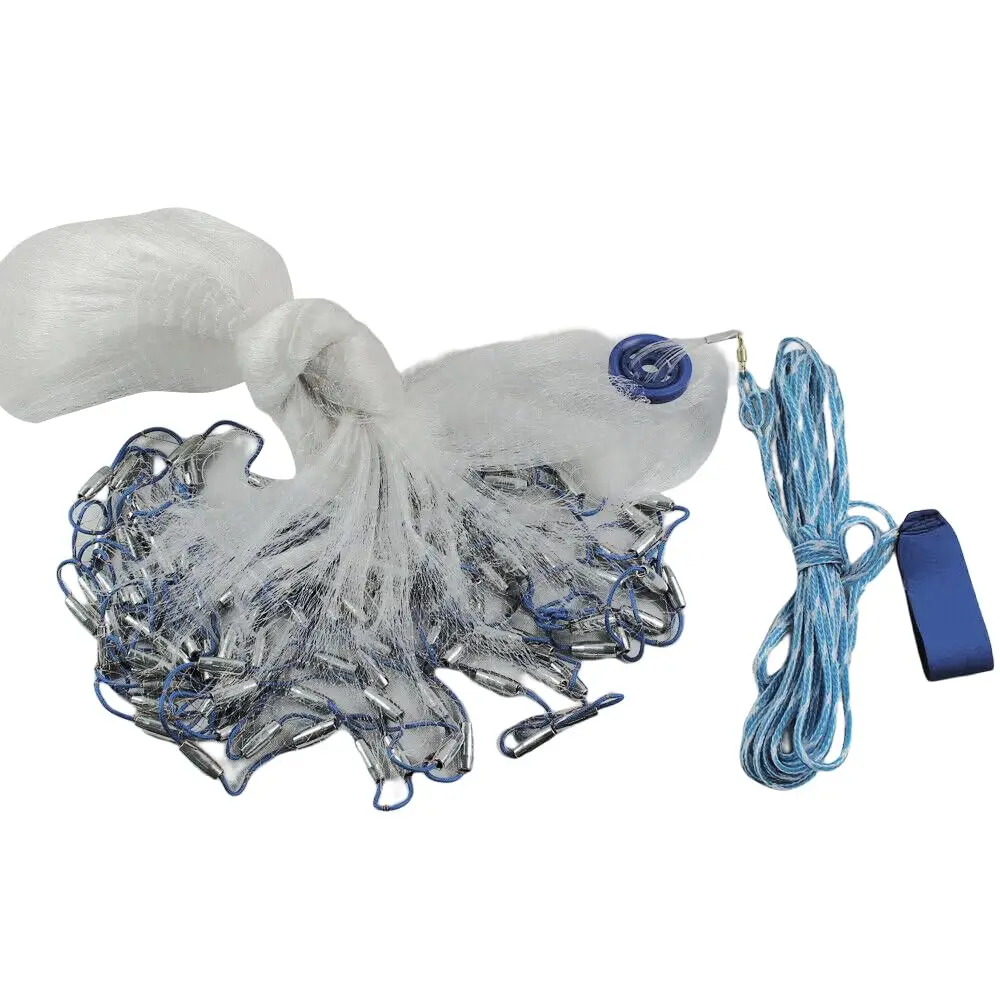 

10ft/ 14ft/ 18ft/ 22ft Handmade Saltwater Fishing Cast Net with Sinker, Cast Fishing Net Spin Network Bait Fish Net Old Salt Pre