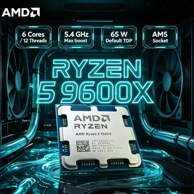 AMD Ryzen 5 9600X AI Computing Desktop CPU 12 Threads 5.4GHz 32MB L3 Cache DDR5 PCIe 5.0 AM5 Socket 65W Processor