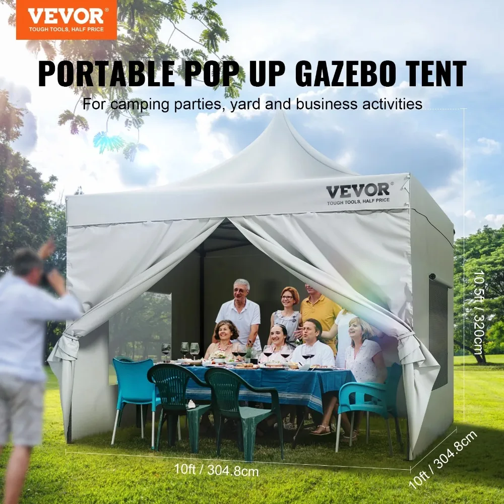 

FT Pop Up Canopy Tent with Removable Sidewalls Outdoor Instant Canopies Portable Gazebo Wheeled Bag UV Resistant Waterproof