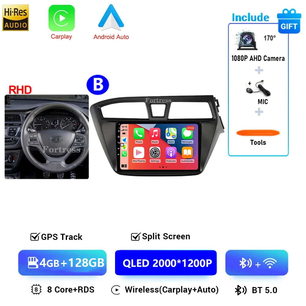 Auto radio voor Hyundai i20 2 II GB 2014 - 2018 Android 16 inch scherm Multimedia autoradio navigatie stereo videospeler Carplay Auto