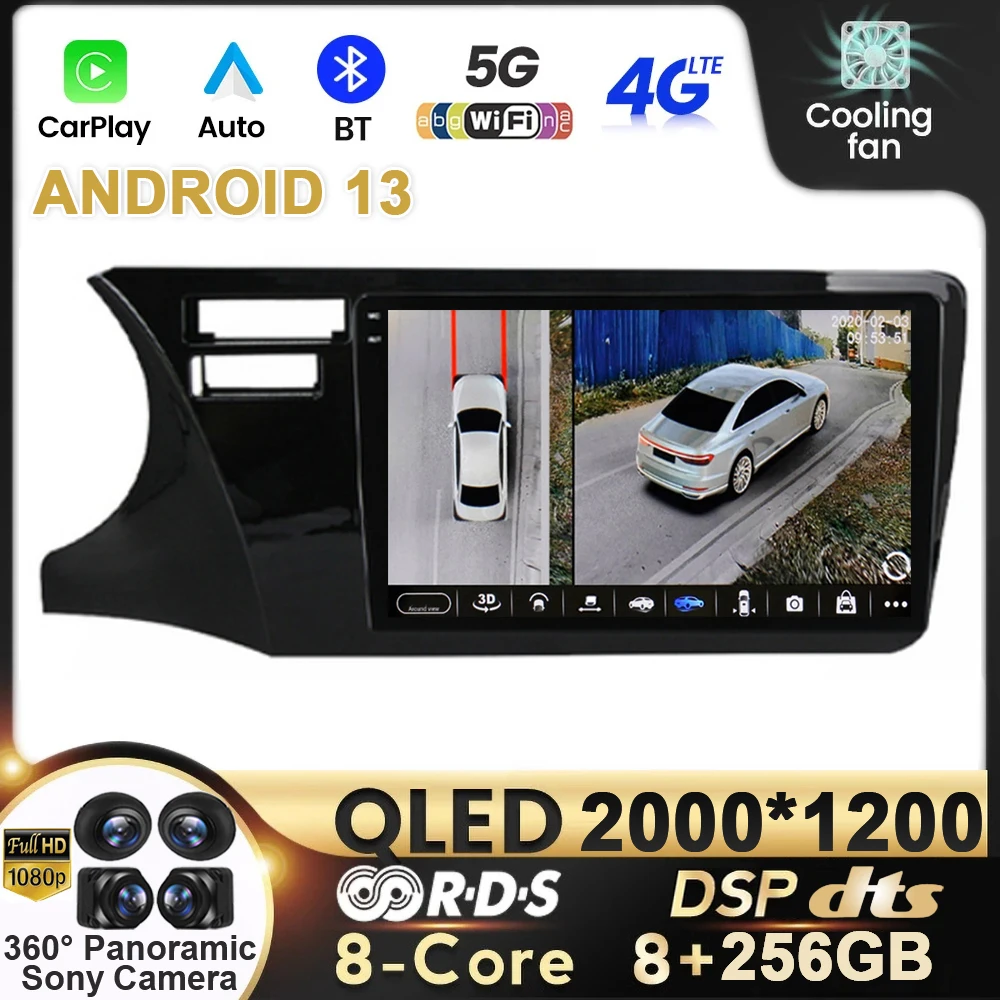 Android 13 Carplay Car Multimedia Player For Honda City 2014-2019 Car Radio 2 Din Stereo 4G Navigation Head Autoradio GPS Auto