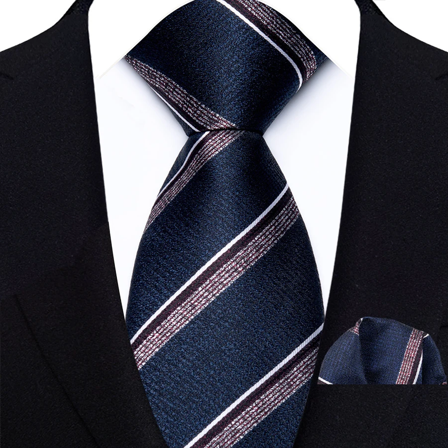 البني البحرية الرجال التعادل شريط بيزلي الأزهار جيب مربع مجموعات رسمية المنسوجة مفيد ربطات العنق الأعمال حفل زفاف مصمم الهدايا