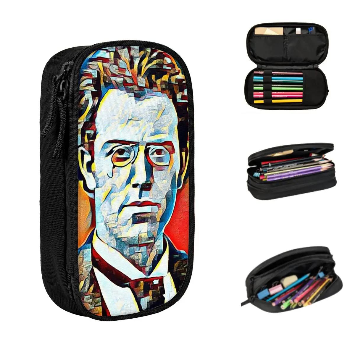 Gustav Mahler Artwork Gustav Mahler Portrait Gustav Mahler Wall Art 5 Pencil Cases Large Storage Pen Bags Pen Box Pencil Pouch