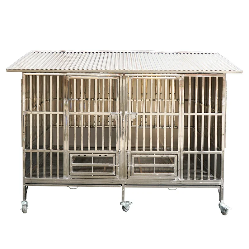 

L Size Pet Cages Dog Kennel Large Stainless Steel Pet Fence Cage For Large Medium Dogs