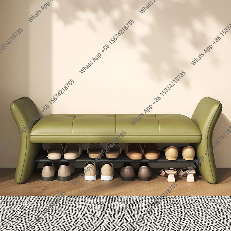 Cream vintage style shoe changing stool entrance shoe stool designer home multi-functional bench sofa