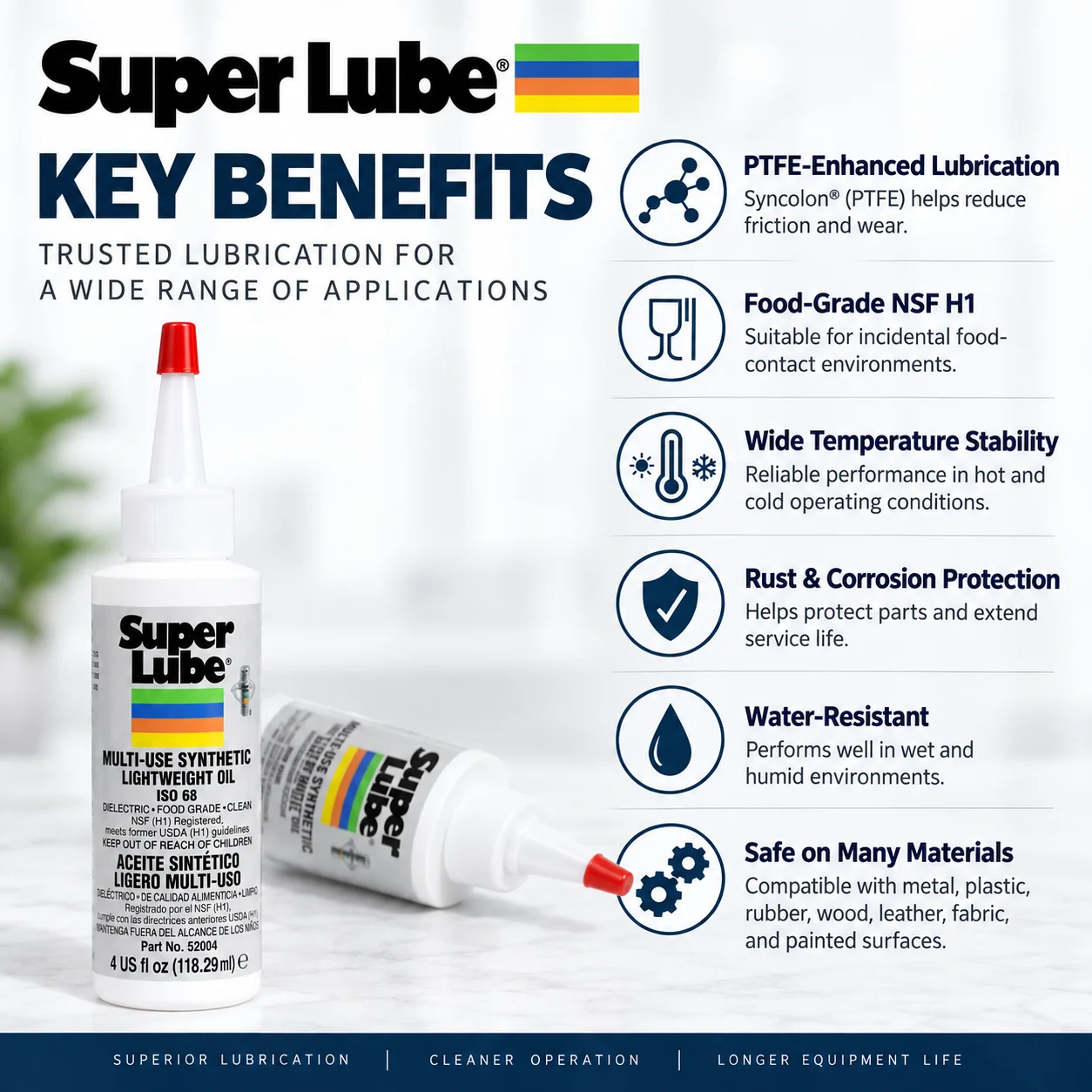 Original Super Lube 52004 51004 Synthetisches Öl Lebensmittelqualität NSF H1 Schmiermittel für 3D-Drucker Lager Ketten Getriebe Maschinen – Detail 2