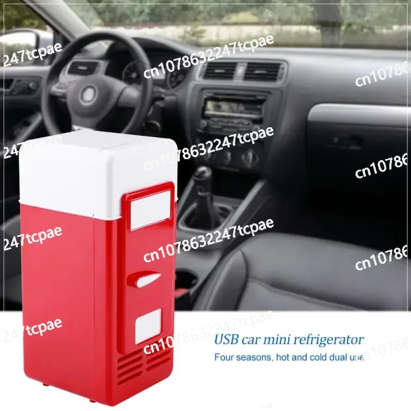 USB Mini Fridge Refrigerator with LED Light Fridge Beverage Drink Cooler and Warmer Fridge Mini Car Refrigerator