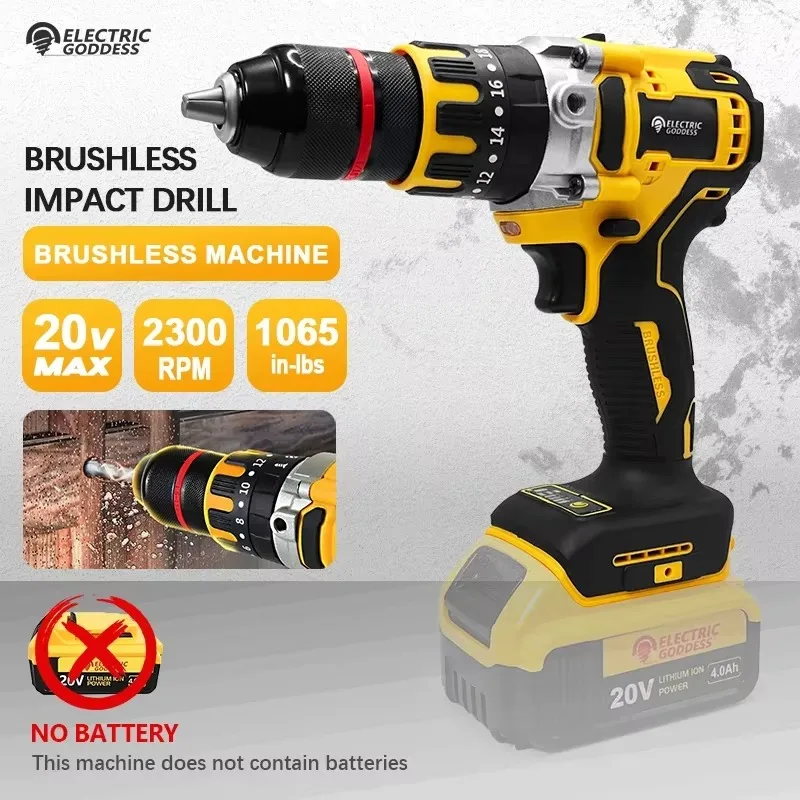 Electric Goddess DCD791 Brushless Drill Cordless Screwdriver Multifunctional Industrial Grade Metal Ratchet Chuck Power Tools