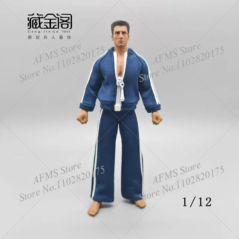 1/12 الرجال الجندي طالب موحدة طويلة الأكمام البريدي معطف السراويل السراويل الرياضية مجموعة صالح 6 بوصة عمل الشكل الدمى الجسم #4