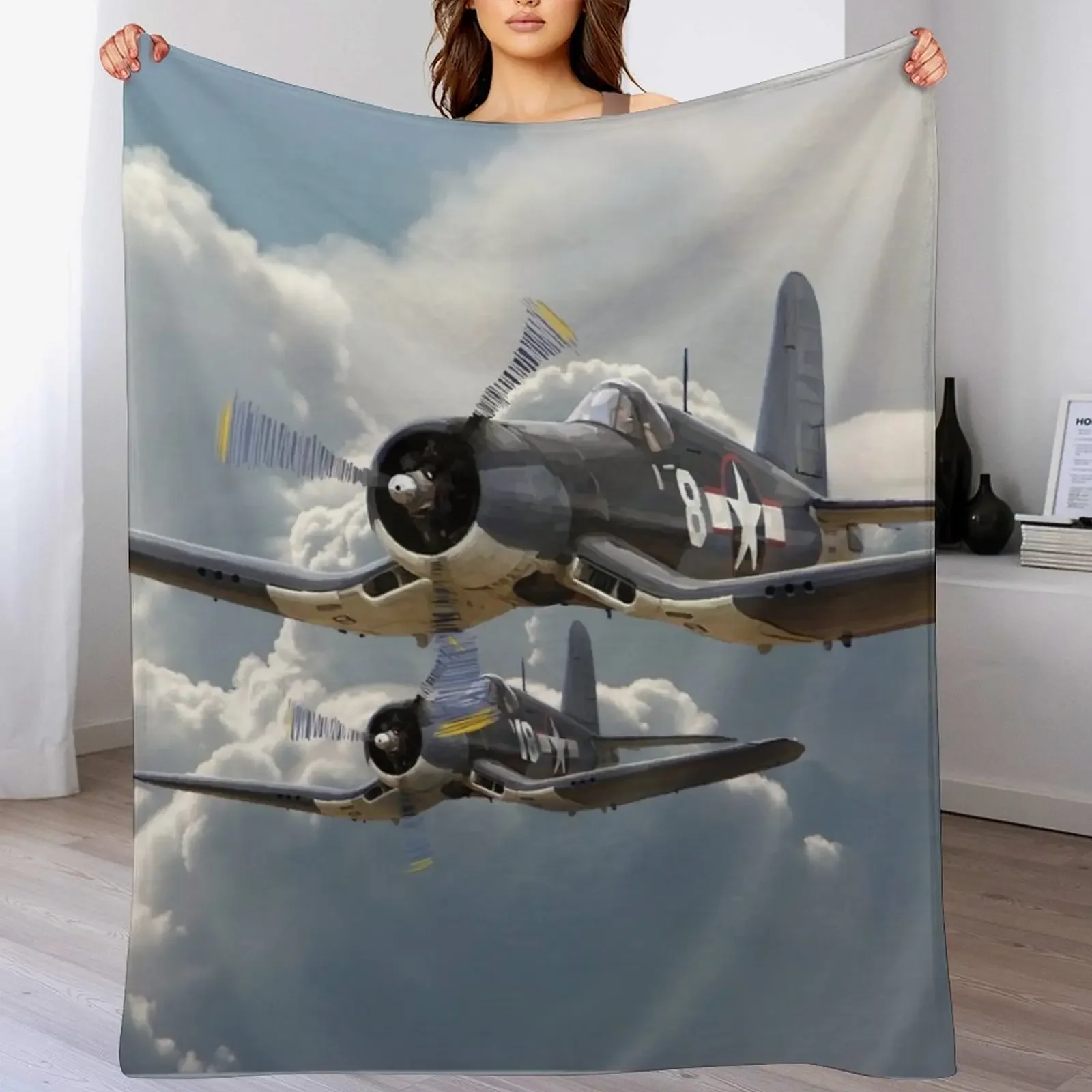 

F4U Corsair Throw Blanket Sofa Bed linens Soft Plush Plaid Decorative Sofa Blankets