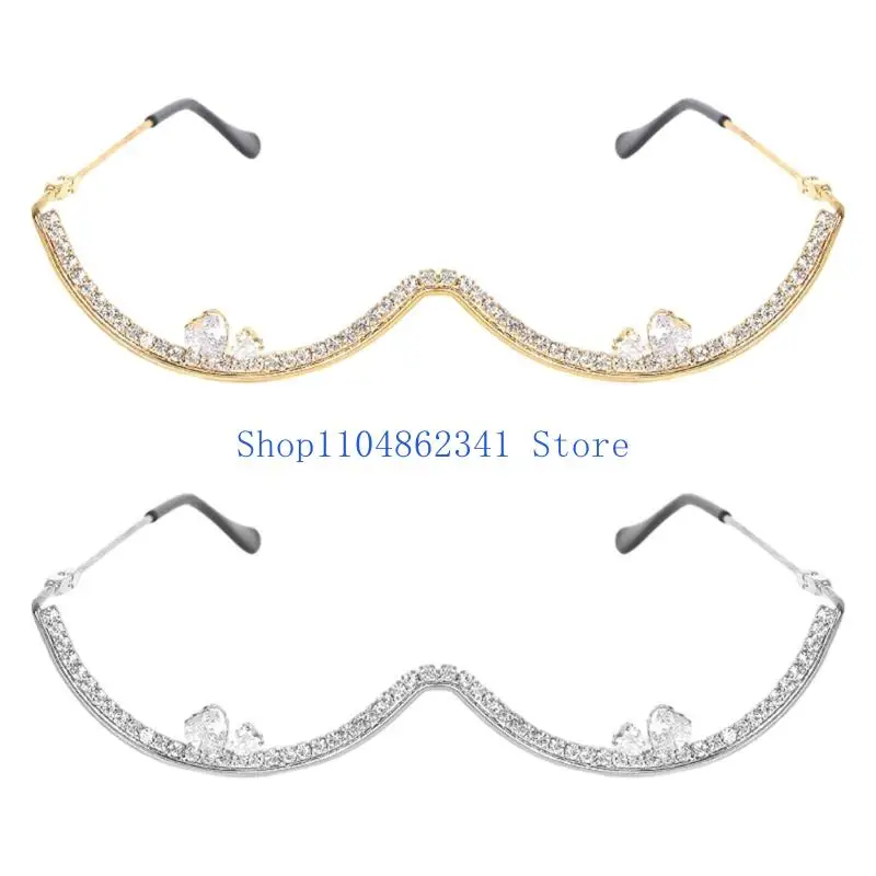 نظارات بتصميم أحجار الراين الفاخرة، هيكل معدني عملي، نظارات كوسبلاي، ديكورات عصرية لإكسسوارات الحفلات ذات الطابع