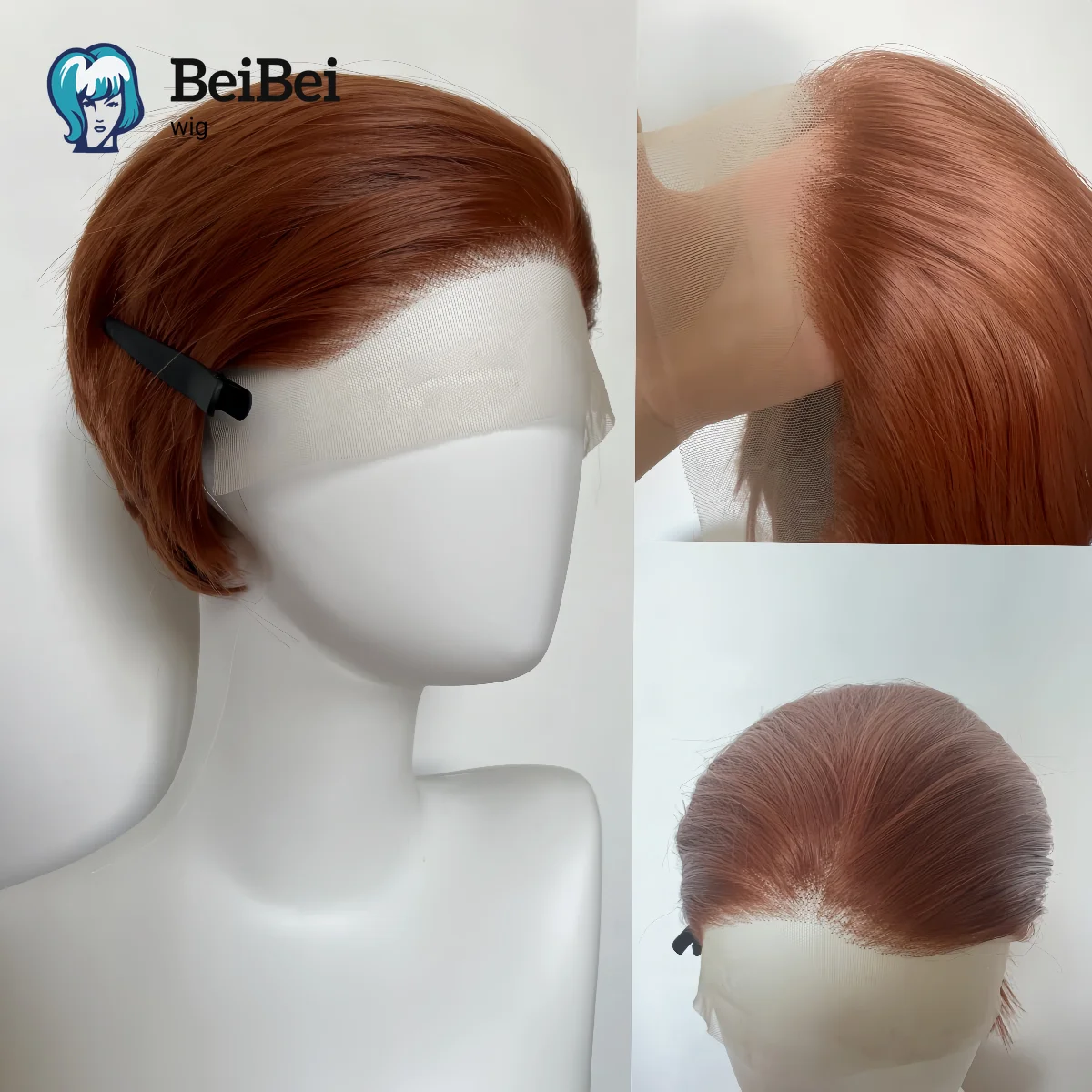 

Dark Orange Wig for Men 13*4 HD Lace Front Wig 6 Inch Short Straight Synthetic Lace Wigs Heat Resistant Fibers Wigs for Cosplay