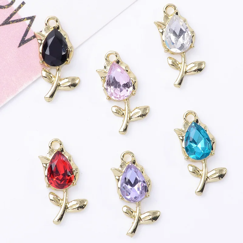 

100Pcs sets factory spot wholesale DIY handmade jewelry necklace bracelet earrings rose flower branch pendant direct supply