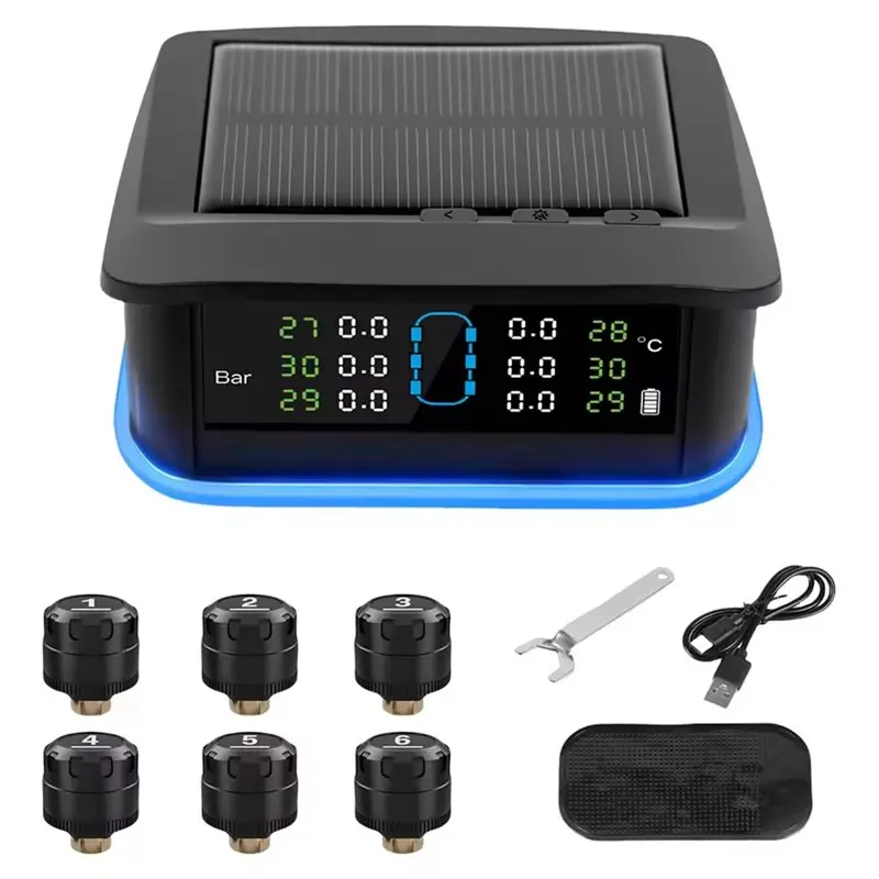 

New RV Trailer Tire Pressure Monitoring System Featuring 6 External Sensors For Comprehensive For Temperature Monitoring