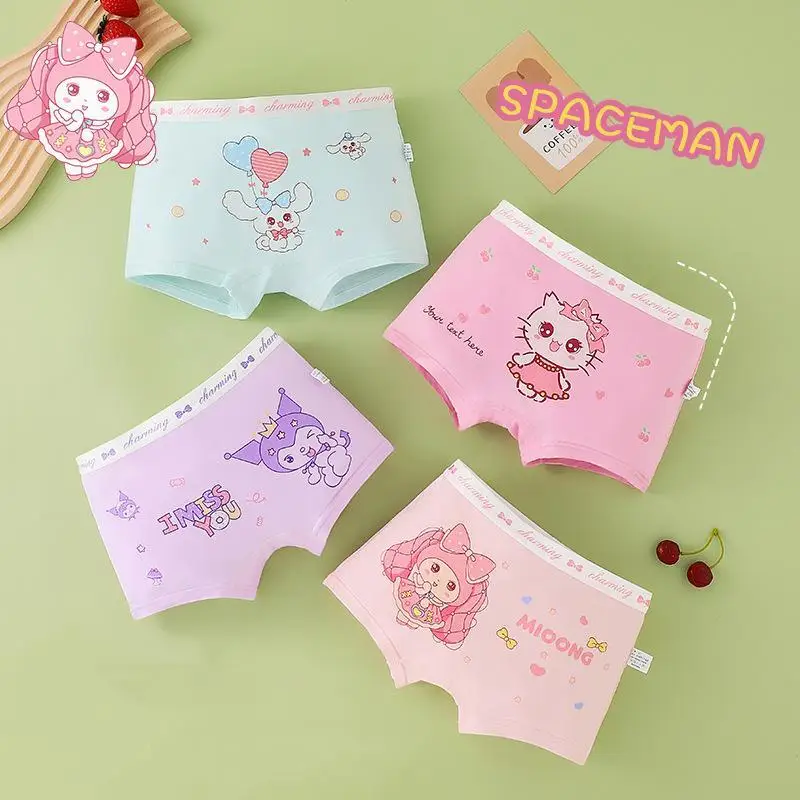 Sanrios Hellokittys Melody Cinnamoroll Kuromi Baby Briefs Modal Kids Underwear Antibacterial Girl Boxer Shorts Toddler Underpant