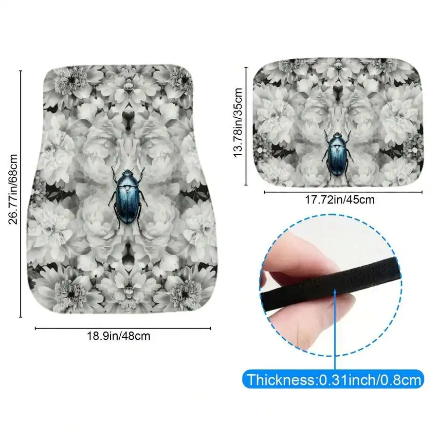 

Car Floor Mats 4-Piece Set Digital Print Polyester Artistic Floral Beetle Design