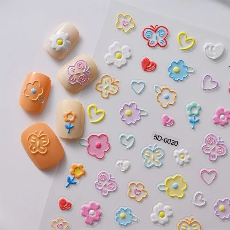 

1 шт. 5D макарон цветок подвески для ногтей наклейка с тиснением Хэллоуин Рождество письмо ногти слайдер наклейки клей маникюр Декор ZJT10