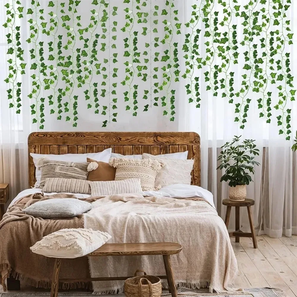 Künstliche grüne Efeu-Blätter-Ranken-Girlande zum Aufhängen – DIY Kunstblumen und Pflanzen für Garten, Hochzeit, Party und Heimdekoration – Detail 8