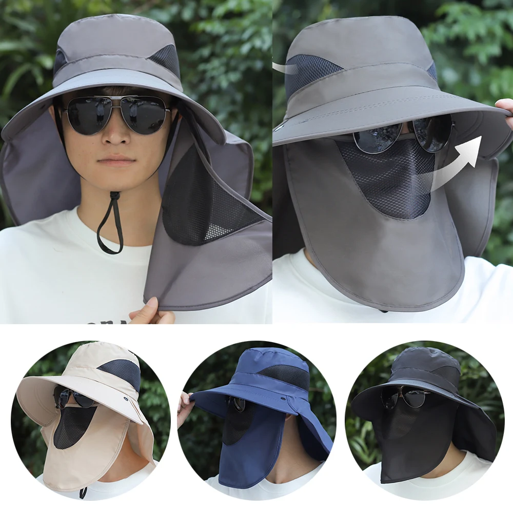 

Summer UV Protection Fisherman Cap quick-Drying Sun Hat Mesh Face Neck Cover Outdoor Fishing Removable Men Visor Fisherman Hat