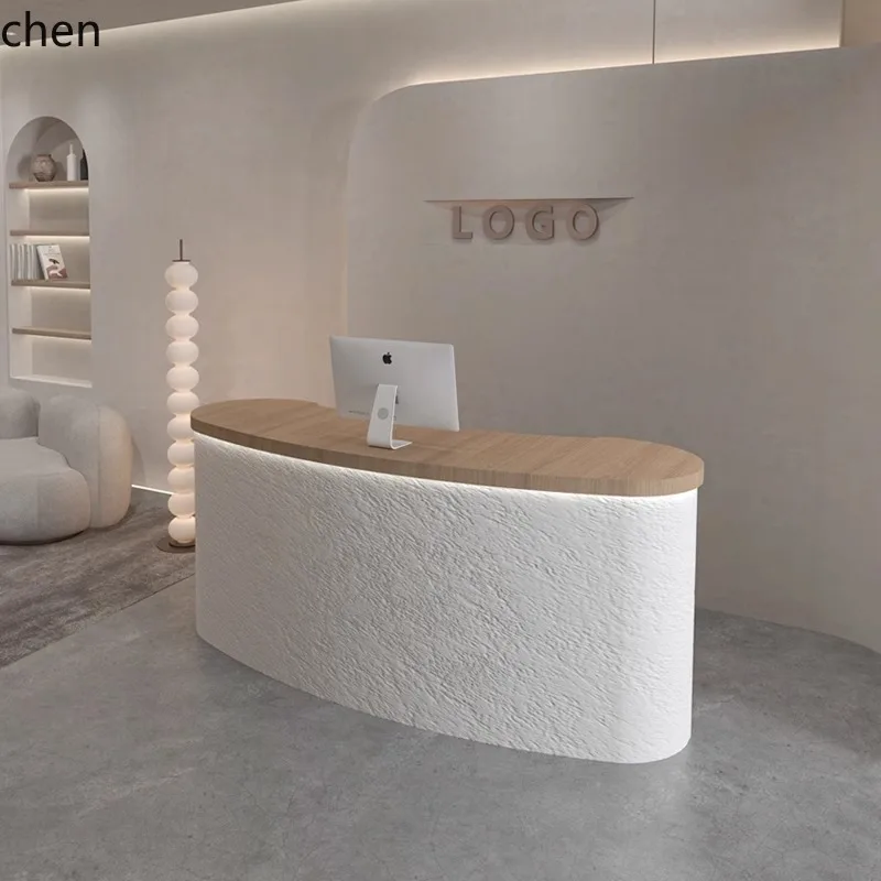YFY  Simple Clothing Store Counter Cashier Small Counter Beauty Salon Front Desk Hair Salon Imitation Travertine Reception Desk